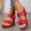 Women's brown sandals featuring a cushioned footbed and stylish block heel, crafted from woven synthetic leather for comfort and durability. 11