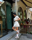 Women’s Short Sleeve Knit Top and Pleated Skirt Set