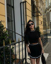 Women’s Short Sleeve Knit Top and Pleated Skirt Set