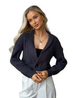 Women's Single Button Full Sleeves Cardigan with Shawl Collar