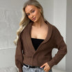 Women's Single Button Full Sleeves Cardigan with Shawl Collar