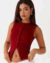 Women’s Sleeveless Button-Front Top with Round Neck