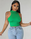 Women’s Sleeveless Crop Top with High Neck