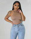 Women’s Sleeveless Crop Top with High Neck