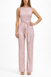 Women’s Sleeveless Sequin Jumpsuit with Open Back and Tie Waist