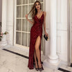 Women’s Sleeveless Sequin Maxi Dress with Slit