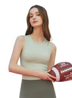 Women’s Sleeveless Sports Crop Top with Round Neckline
