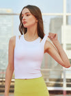 Women’s Sleeveless Sports Crop Top with Round Neckline