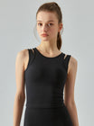 Women’s Sleeveless Sports Crop Top with Round Neckline