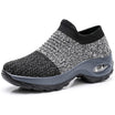 Women's slip-on sneakers featuring air cushion technology and a breathable knit design, perfect for all-day comfort and stylish casual wear. 1