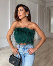 Women's Strapless Feather Tube Top