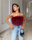 Women's Strapless Feather Tube Top