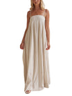 Women’s Striped Maxi Dress with Straight Neckline