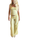 Women’s Striped Summer Set with Halter Top and Wide-Leg Trousers