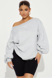 Women’s Sweatshirt with Off-Shoulder Neckline and Long Sleeves