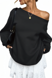 Women’s Sweatshirt with Off-Shoulder Neckline and Long Sleeves