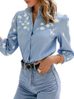Women's Three-Quarter Sleeve Embroidered Blouse
