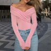 Women’s Top with Long Sleeves and Off-the-Shoulder Neckline