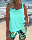 Women's tummy control tankini swimsuit set featuring a vibrant tropical print and a flattering sweetheart neckline, perfect for beach and pool outings. 0