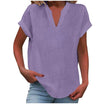 Women's V-Neck Blouse in white, featuring a relaxed fit and short sleeves, designed for plus size women, perfect for summer styling. 0