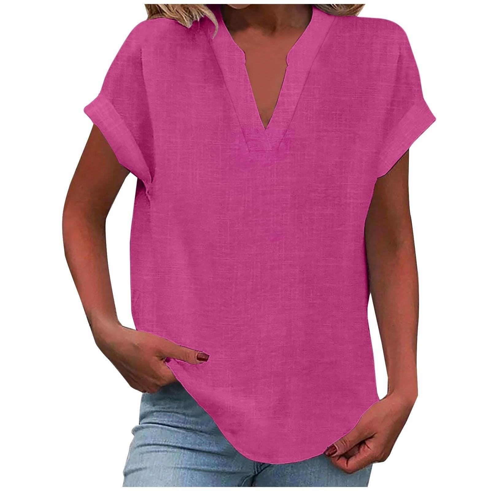 Women's V-Neck Blouse in white, featuring a relaxed fit and short sleeves, designed for plus size women, perfect for summer styling. 10