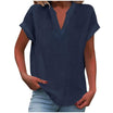 Women's V-Neck Blouse in white, featuring a relaxed fit and short sleeves, designed for plus size women, perfect for summer styling. 11
