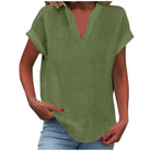 Women's V-Neck Blouse in white, featuring a relaxed fit and short sleeves, designed for plus size women, perfect for summer styling. 13