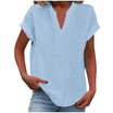 Women's V-Neck Blouse in white, featuring a relaxed fit and short sleeves, designed for plus size women, perfect for summer styling. 2