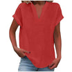 Women's V-Neck Blouse in white, featuring a relaxed fit and short sleeves, designed for plus size women, perfect for summer styling. 3