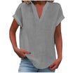 Women's V-Neck Blouse in white, featuring a relaxed fit and short sleeves, designed for plus size women, perfect for summer styling. 4