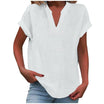 Women's V-Neck Blouse in white, featuring a relaxed fit and short sleeves, designed for plus size women, perfect for summer styling. 8