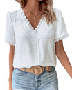 Women’s White Blouse with Lace Trim and Short Sleeves