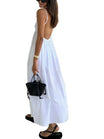 Women’s White Maxi Dress with Spaghetti Straps and V-neckline