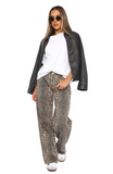 Women’s Wide Leg Jeans with Leopard Pattern