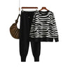 Women’s Zebra Knit Lounge Set with Long Sleeves