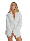 Women’s Blazer with Belted Waist and Notched Lapel