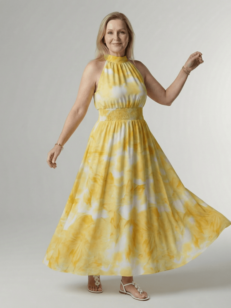 Womens Dress Midi Length with Sleeveless Halter Design – Lightweight Summer Dress for Warm Weather 0