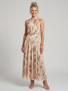 Womens Dress with Belt Detail - Lightweight Floral Midi Dress for Wedding Guests and Summer Events 0