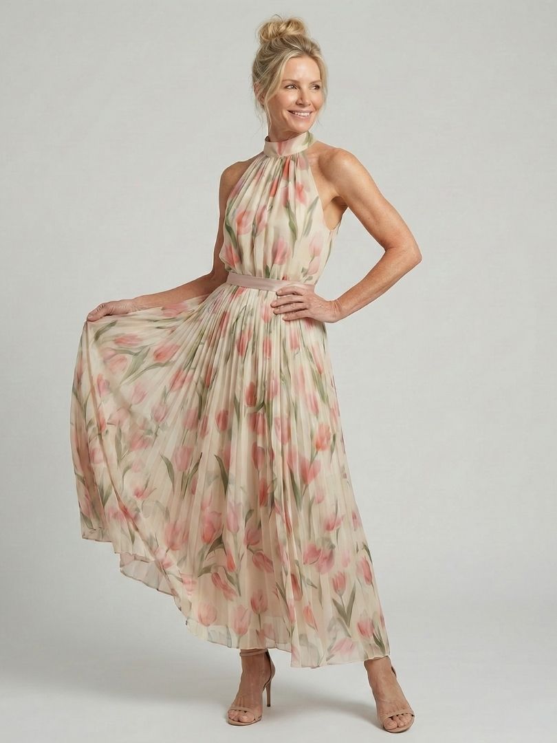 Womens Dress with Belt Detail - Lightweight Floral Midi Dress for Wedding Guests and Summer Events 1