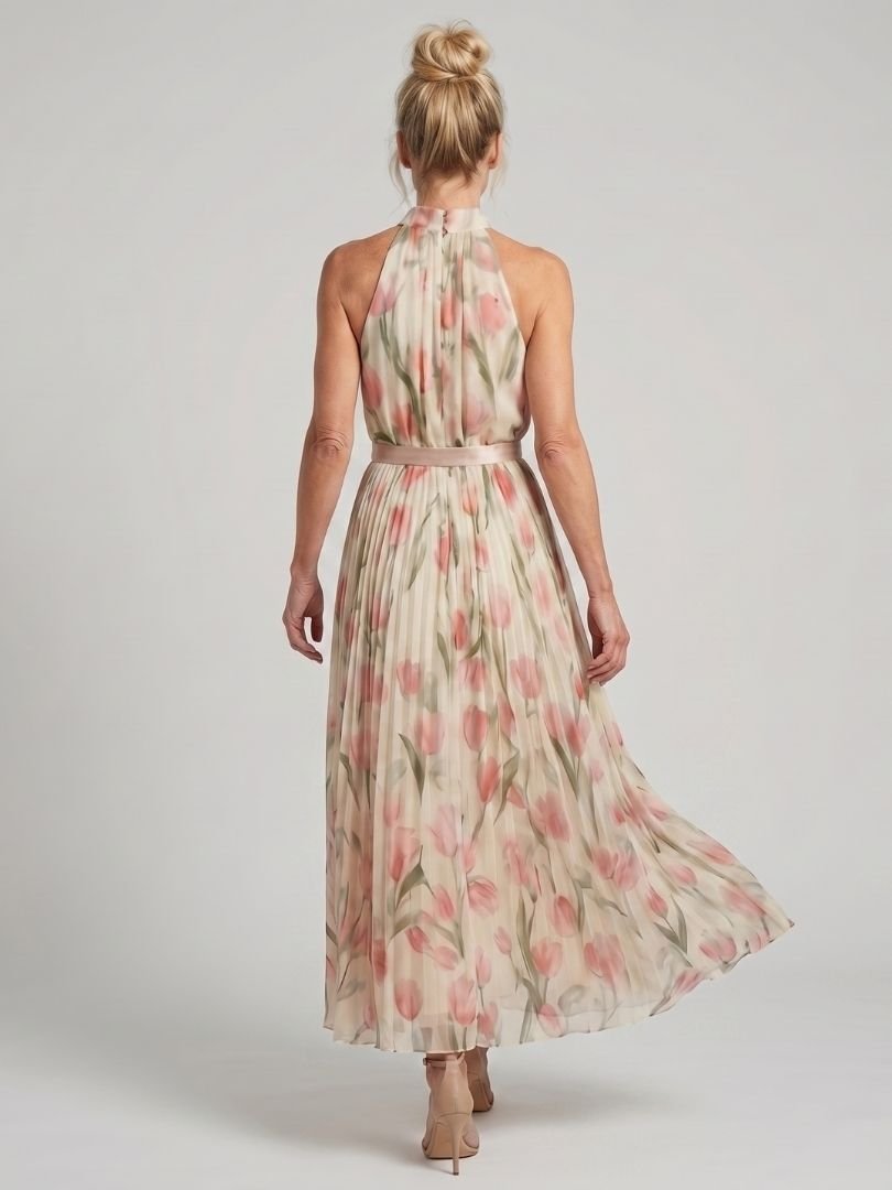 Womens Dress with Belt Detail - Lightweight Floral Midi Dress for Wedding Guests and Summer Events 2