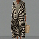 Womens Dress with Fluid Silhouette and Geometric Pattern – Modern Versatile Style for Day to Night Wear 0