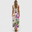 Womens Floral Midi Dress with A-Line Silhouette and Waist Belt – Vibrant Watercolor Print for Summer 2