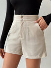Women’s High Waist Shorts with Button Closure and Side Pockets