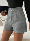 Women’s High Waist Shorts with Button Closure and Side Pockets