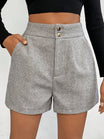 Women’s High Waist Shorts with Button Closure and Side Pockets