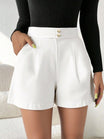 Women’s High Waist Shorts with Button Closure and Side Pockets
