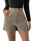 Women’s High Waist Shorts with Button Closure and Side Pockets