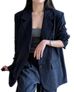 Women's Linen Oversized Blazer with Flap Pockets
