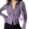 Women’s Long Sleeve Top with Bell Sleeves and Button Closure