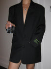 Women’s Oversized Blazer with Button Closure and Notched Lapel